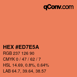 Color code: HEX #ED7E5A | qconv.com