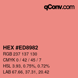 颜色代码: HEX #ED8982 | qconv.com