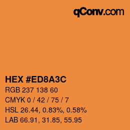Color code: HEX #ED8A3C | qconv.com