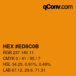 Color code: HEX #ED8C0B | qconv.com
