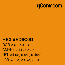 Color code: HEX #ED8C0D | qconv.com