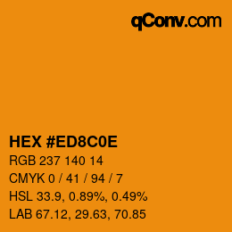 Color code: HEX #ED8C0E | qconv.com