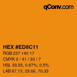 カラーコード: HEX #ED8C11 | qconv.com