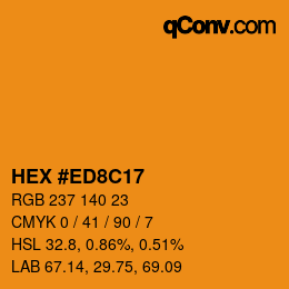 カラーコード: HEX #ED8C17 | qconv.com