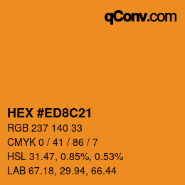 颜色代码: HEX #ED8C21 | qconv.com