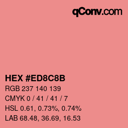 Color code: HEX #ED8C8B | qconv.com