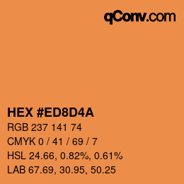 Color code: HEX #ED8D4A | qconv.com