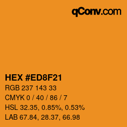Color code: HEX #ED8F21 | qconv.com