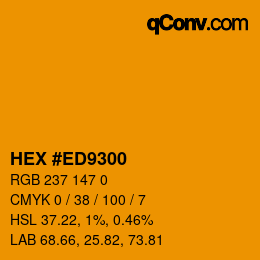 Código de color: HEX #ED9300 | qconv.com