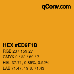 Color code: HEX #ED9F1B | qconv.com