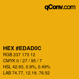 Color code: HEX #EDAD0C | qconv.com