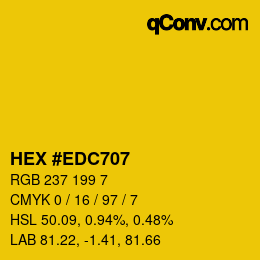 カラーコード: HEX #EDC707 | qconv.com