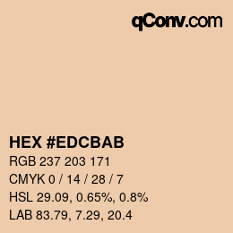 Color code: HEX #EDCBAB | qconv.com