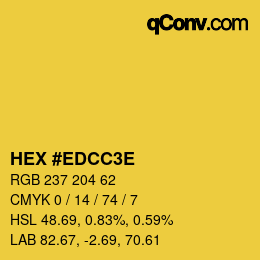 Color code: HEX #EDCC3E | qconv.com