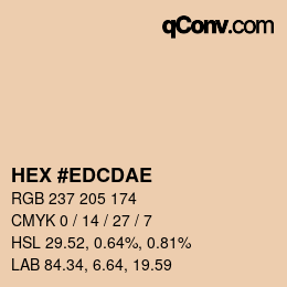 Color code: HEX #EDCDAE | qconv.com