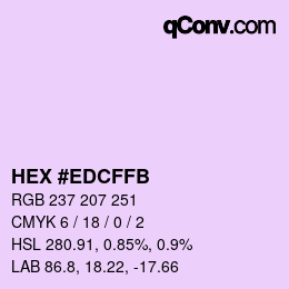 Color code: HEX #EDCFFB | qconv.com
