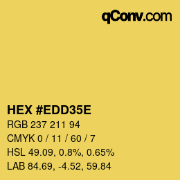 Color code: HEX #EDD35E | qconv.com