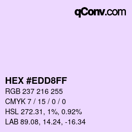 Color code: HEX #EDD8FF | qconv.com