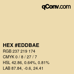 Color code: HEX #EDDBAE | qconv.com