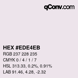 Color code: HEX #EDE4EB | qconv.com