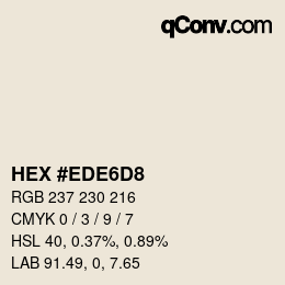 Color code: HEX #EDE6D8 | qconv.com