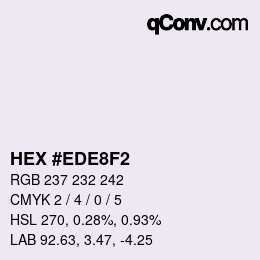 Color code: HEX #EDE8F2 | qconv.com