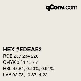 Color code: HEX #EDEAE2 | qconv.com