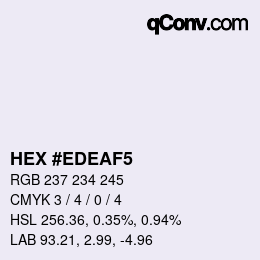Color code: HEX #EDEAF5 | qconv.com