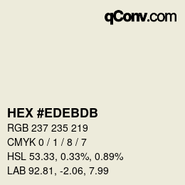 Color code: HEX #EDEBDB | qconv.com