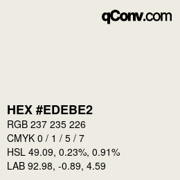 Color code: HEX #EDEBE2 | qconv.com