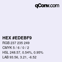 Color code: HEX #EDEBF9 | qconv.com