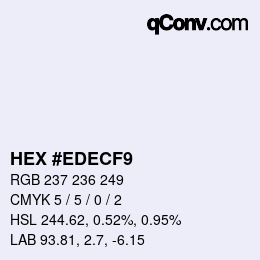 颜色代码: HEX #EDECF9 | qconv.com