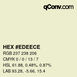 Color code: HEX #EDEECE | qconv.com