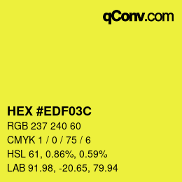 Color code: HEX #EDF03C | qconv.com