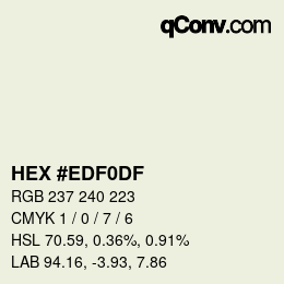 Color code: HEX #EDF0DF | qconv.com