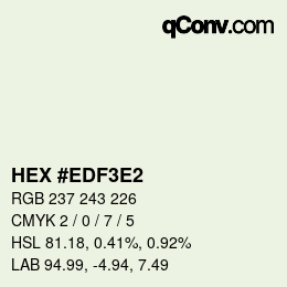 Color code: HEX #EDF3E2 | qconv.com