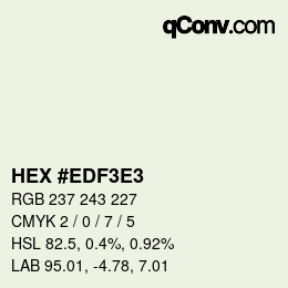 Color code: HEX #EDF3E3 | qconv.com