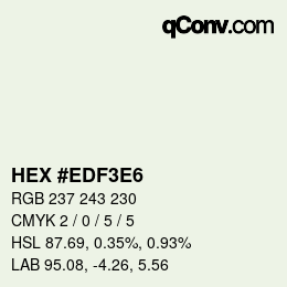 Color code: HEX #EDF3E6 | qconv.com