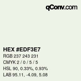 Color code: HEX #EDF3E7 | qconv.com