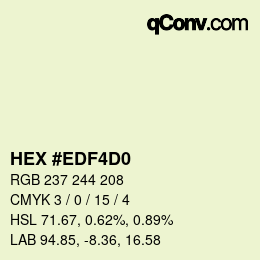 Color code: HEX #EDF4D0 | qconv.com