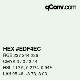 Color code: HEX #EDF4EC | qconv.com