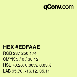Color code: HEX #EDFAAE | qconv.com