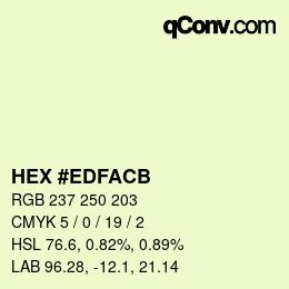 Color code: HEX #EDFACB | qconv.com