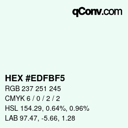 Color code: HEX #EDFBF5 | qconv.com