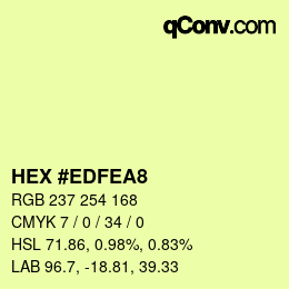 カラーコード: HEX #EDFEA8 | qconv.com