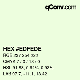 Color code: HEX #EDFEDE | qconv.com