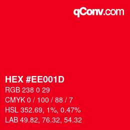颜色代码: HEX #EE001D | qconv.com