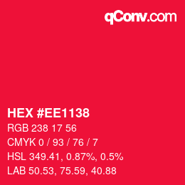 颜色代码: HEX #EE1138 | qconv.com