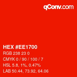 颜色代码: HEX #EE1700 | qconv.com