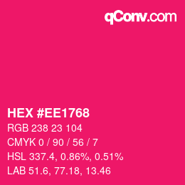 颜色代码: HEX #EE1768 | qconv.com